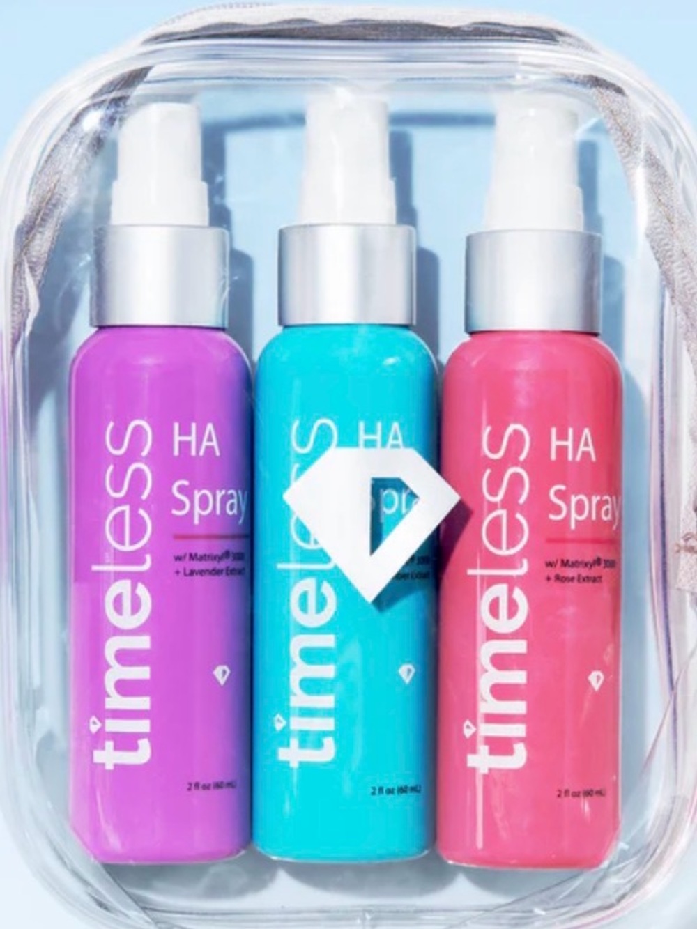 timeless HA Spray Trio with Clear Travel Bag -